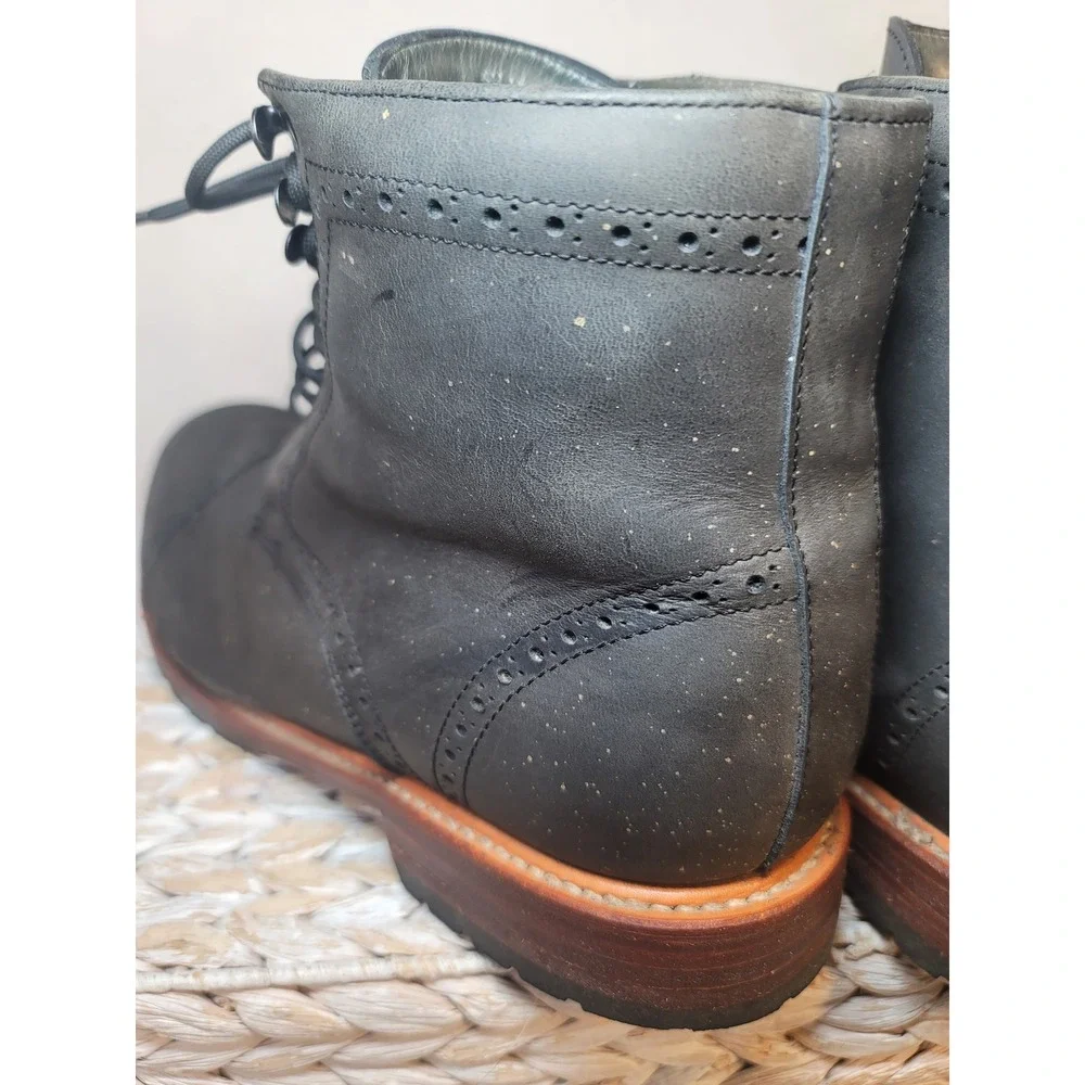 Wilcox Shiloh Black Leather Boots Goodyear Welt Cap Toe Brogue Mens 12  Viking